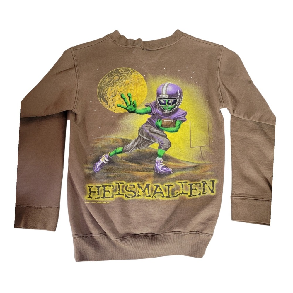 Vintage Planet Extreme Football Shirt Kids Medium Brown Alien Heisman Crew Neck